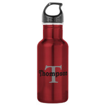 Classic Red Personalize Black Monogram Name Text Water Bottle Classic Red Personalize Black Monogram Name Text Water Bottle