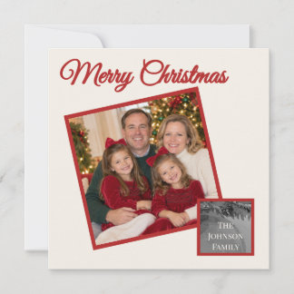 Classic Red Personalized Family Photo Christmas Holiday Card