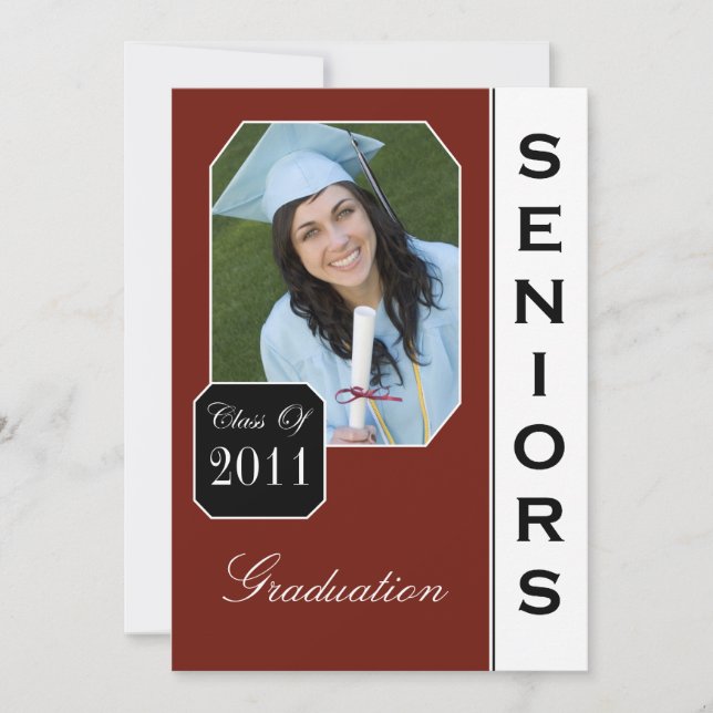Classic Red Photo Graduation Announcements (Front)