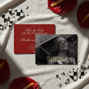 Classic Red Photo Wedding Save the Date Foil Invitation