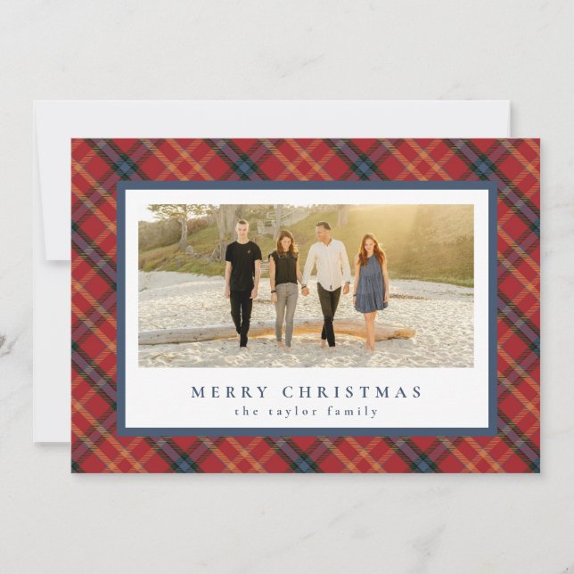 Classic Red Plaid Christmas Card (Front)