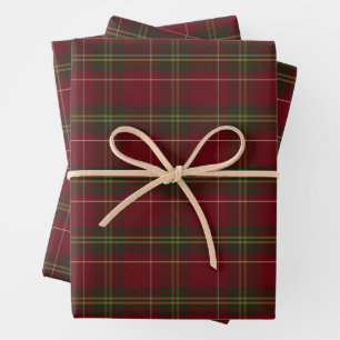Classic Red Plaid Christmas Wrapping Paper Sheets