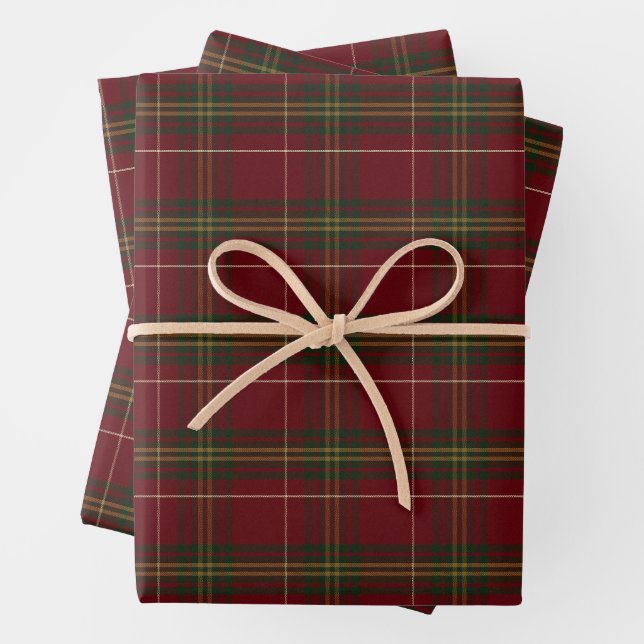 Classic Red Plaid Christmas Wrapping Paper Sheets (In situ)