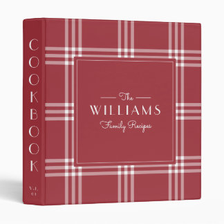 Classic Red Plaid Family Recipe Cookbook 3 Ring Binder