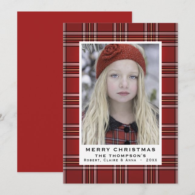Classic Red Plaid | Holiday Photo Card (Front/Back)