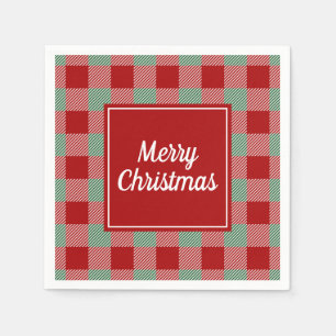 Classic Red Plaid Merry Christmas Napkins