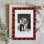 Classic Red Plaid Pattern Merry Christmas Photo Foil Holiday Card<br><div class="desc">Merry Christmas! Send Christmas greetings with this classic red plaid Christmas photo flat card. It features a classic yellow,  green,  white and red plaid pattern. Personalize by adding a photo,  name,  holiday greeting,  year and message. This gold foil Christmas card is available in other colors.</div>