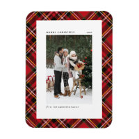 Classic Red Plaid Pattern Merry Christmas Photo
