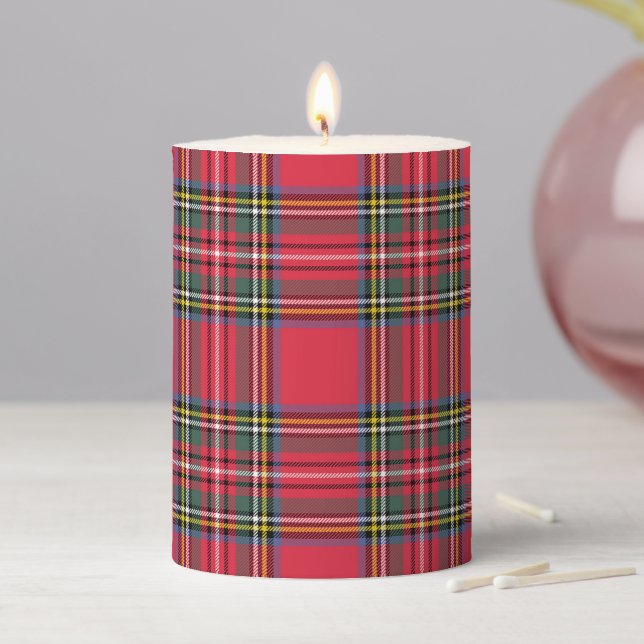 Classic Red Plaid Pillar Candle (In Situ)