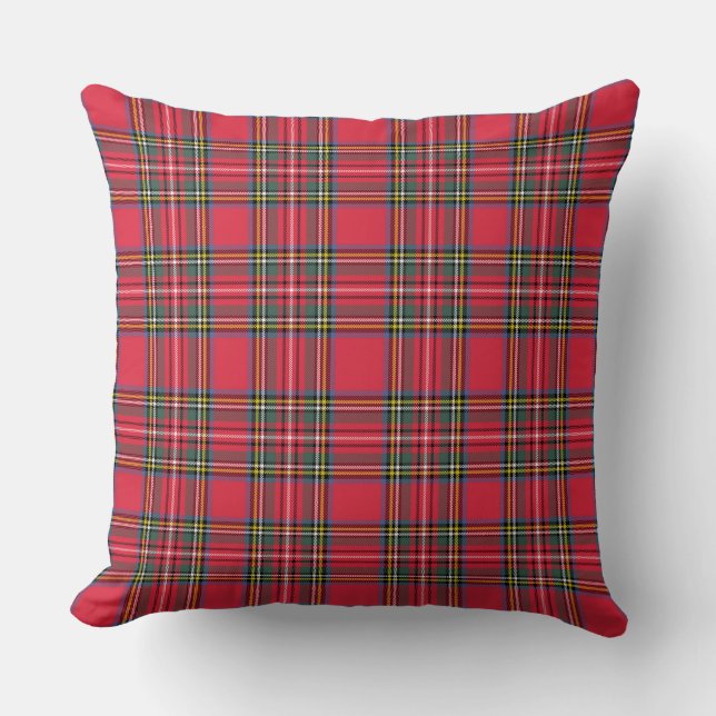 Classic Red Plaid  Throw Pillow (Front)
