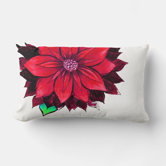 CLASSIC RED POINSETTIA Design Lumbar Pillow (Front)
