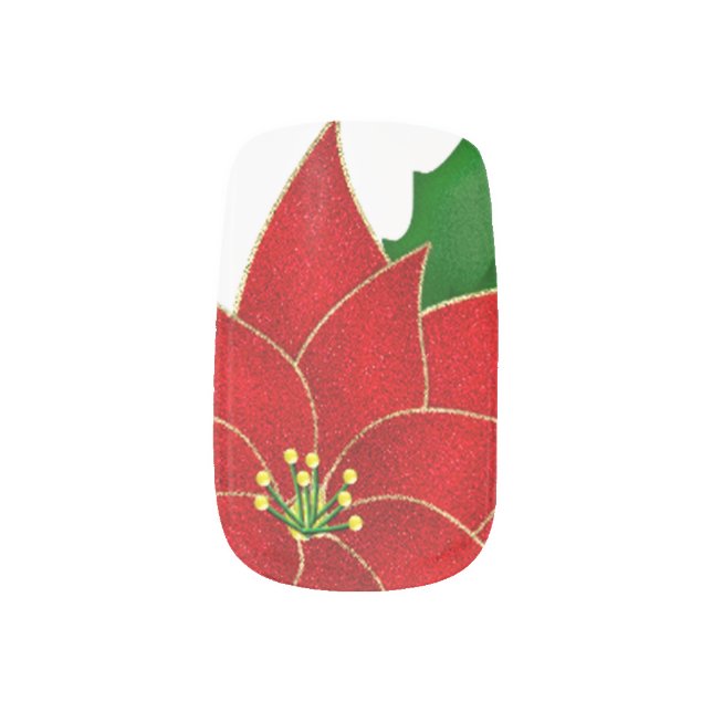 Classic Red Poinsettia Minx Nail Wraps (Right Thumb)
