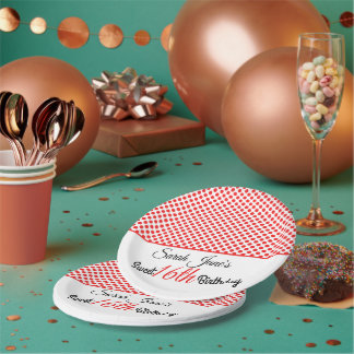 Classic Red Polka Dot Sweet 16 Birthday Custom Paper Plates