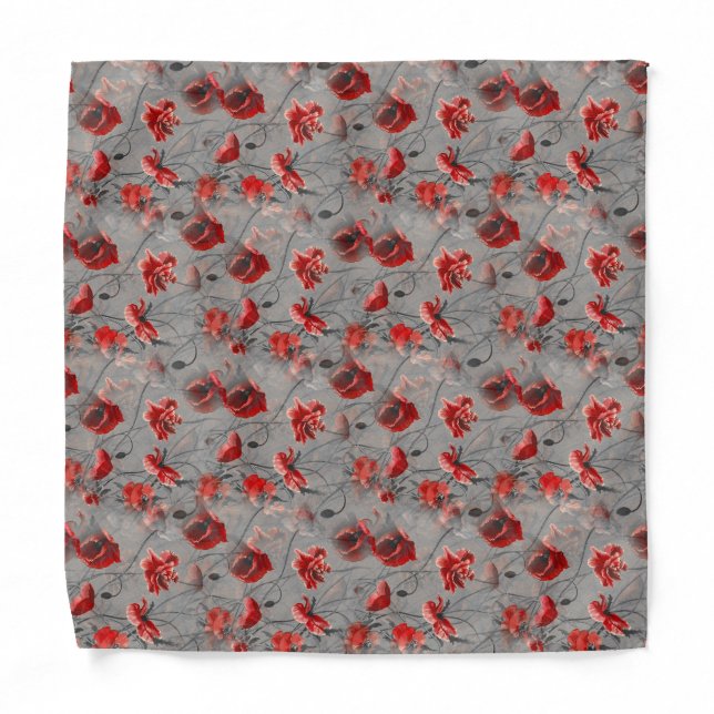Classic Red Poppy Flower Pocket Square | Bandana (Front)