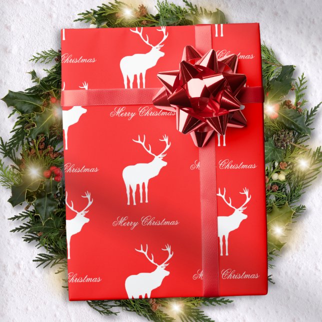 Classic Red Reindeer Elegant Christmas  Wrapping Paper (Creator Uploaded)