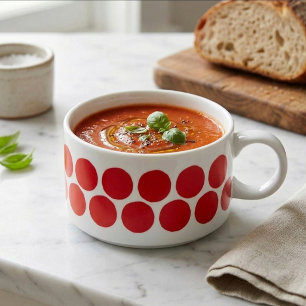 Classic Red Retro Polka Dots Ceramic Soup Bowl