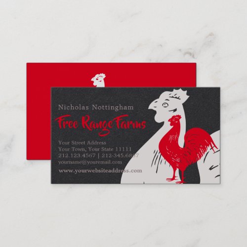 Classic Red Rooster Poultry Farm or Restaurant Business Card