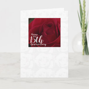 Classic Red Rose 15th Wedding Anniversary Card
