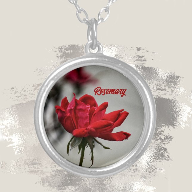 Classic Red Rose Beautiful Floral Silver Plated Necklace (Creator Uploaded)