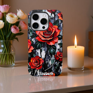 Classic Red Rose Bouquet Painting iPhone 16 Pro Case