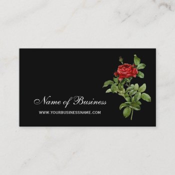 Classic Red Rose Elegant Red And Black Floral Business Card by GirlyBusinessCards at Zazzle