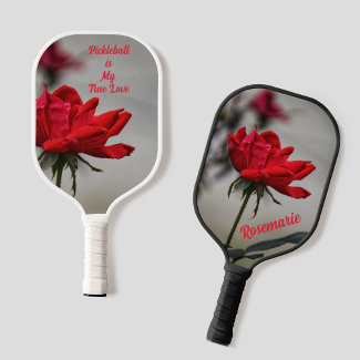 Classic Red Rose Floral Pickleball is My True Love