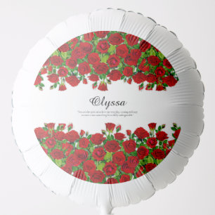 Classic Red Rose Garden Romantic Custom Name  Balloon