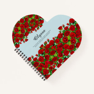 Classic Red Rose Garden Romantic Custom Name Notebook