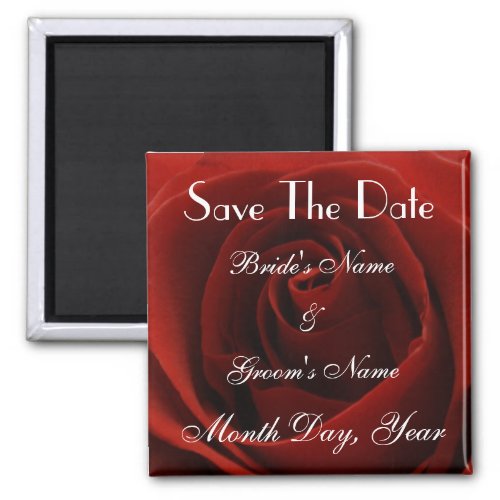 Classic Red Rose Save the Date Wedding Magnet
