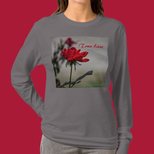 Classic Red Rose True Love Floral T_Shirt