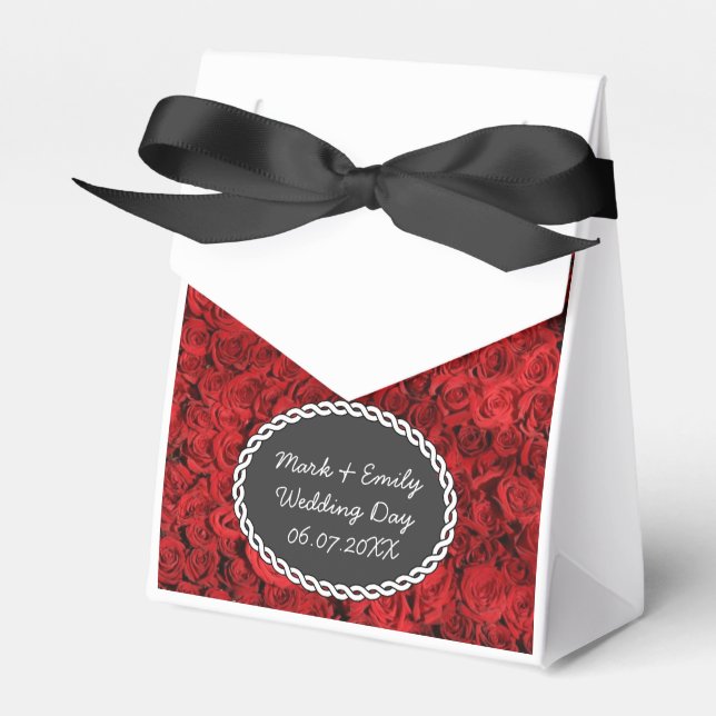 Classic Red Roses Custom Romantic Favor Boxes (Front Side)