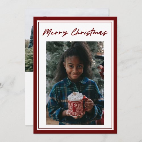 Classic Red Script 2 Photo Christmas Card