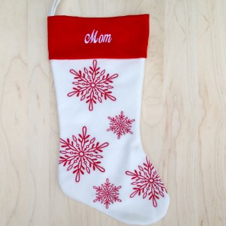 Classic Red Snowflakes Stocking: Rounded Snowflake