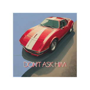 Classic RED Sports Car Wood Wall Art