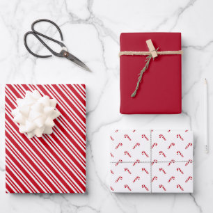 Classic Red Stripe Candy Cane Holiday Wrapping Pap Paper Sheets