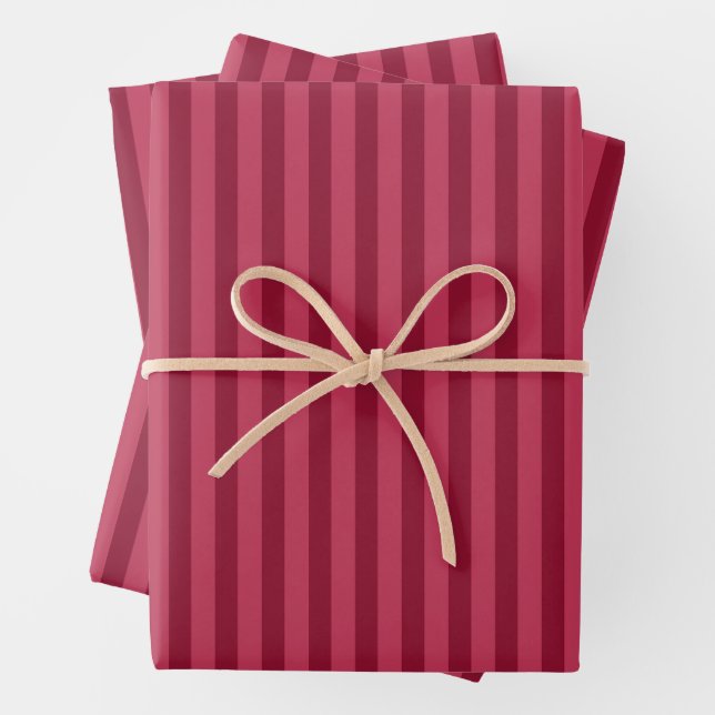 Classic Red Striped Christmas Wrapping Paper Sheets (In situ)