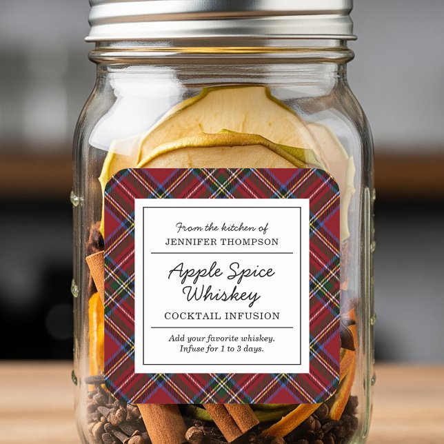 Classic Red Tartan Holiday Cocktail Infusion Kit Square Sticker (Creator Uploaded)