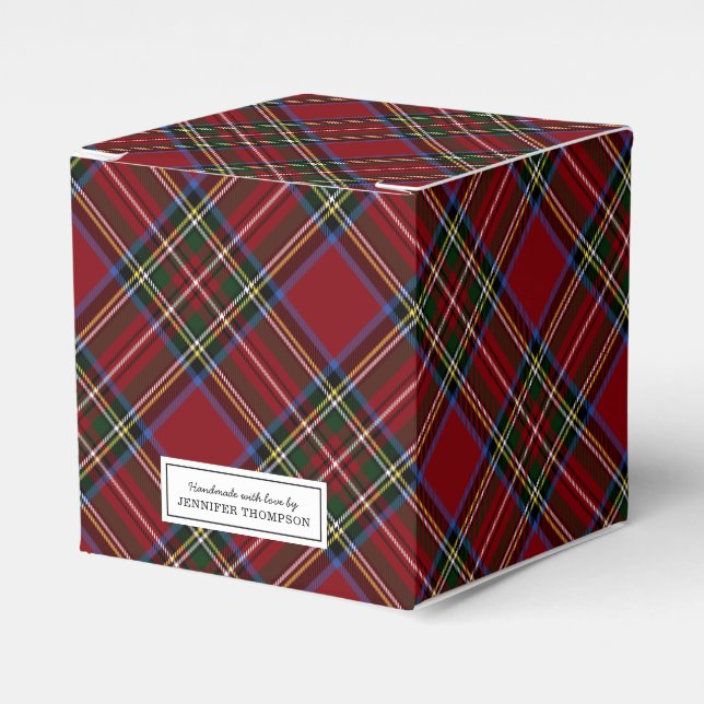 Classic Red Tartan Holiday Favor Boxes (Front Side)