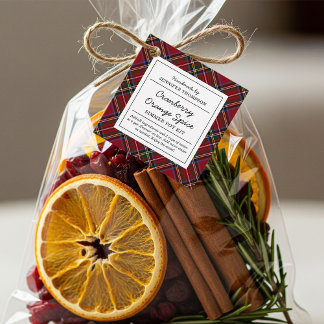Classic Red Tartan Holiday Simmer Pot Kit Favor Tags