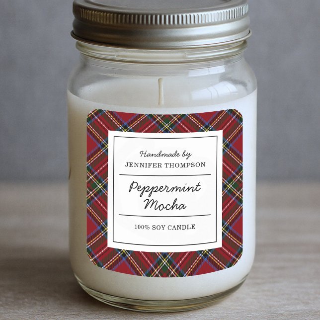 Classic Red Tartan Holiday Square Sticker (Creator Uploaded)