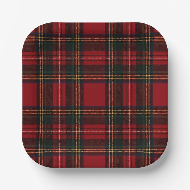 Classic Red Tartan Plaid Pattern Plate (Front)