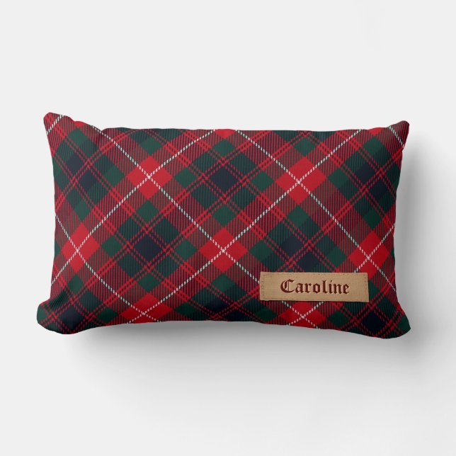 Classic Red Tartan Royal Stewart Pattern Lumbar Pillow (Front)