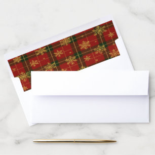 Classic Red Tartan with Golden Snowflakes Envelope Liner