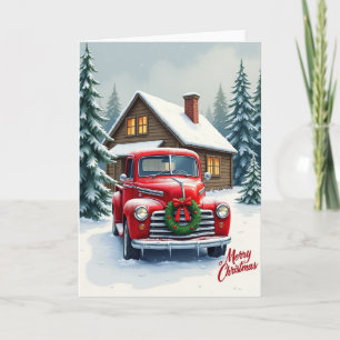 Classic Red Truck Christmas Card