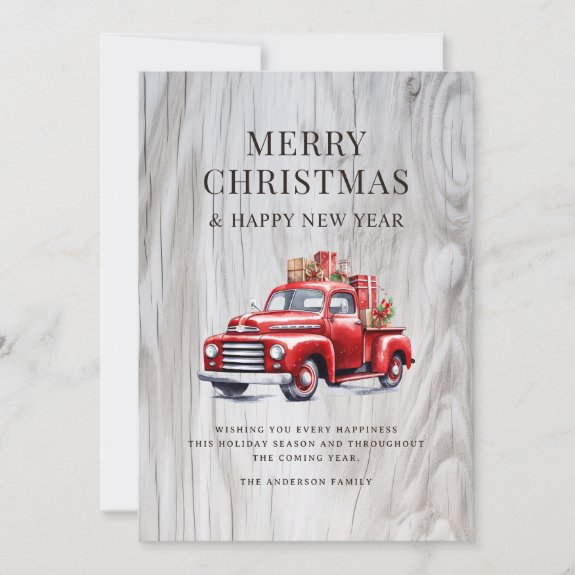 Classic Red Truck Christmas Presents Rustic Wood