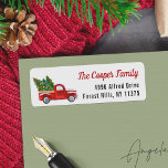 Classic Red Truck Christmas Tree Return Address Label<br><div class="desc">Classic Red Truck Christmas Tree Return Address Label. 
(1) For further customization,  please click the "customize further" link and use our design tool to modify this template. 
(2) If you need help or matching items,  please contact me.</div>