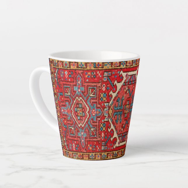 Classic Red Turkish Persian Oriental Rug  Latte Mug (Left Angle)