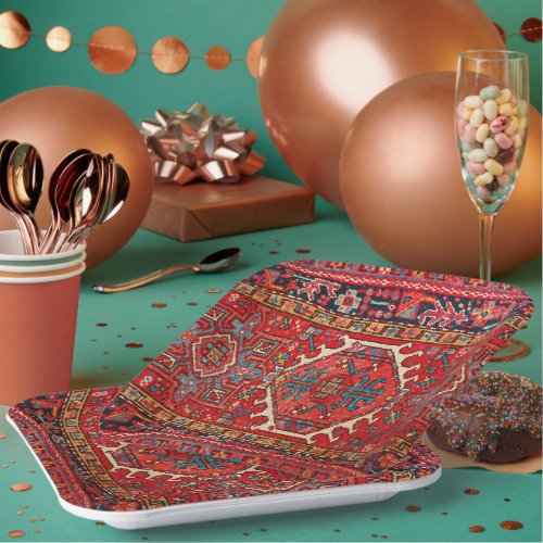 Classic Red Turkish Persian Oriental Rug   Paper Plates