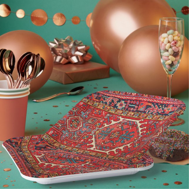 Classic Red Turkish Persian Oriental Rug   Paper Plates (Multi)