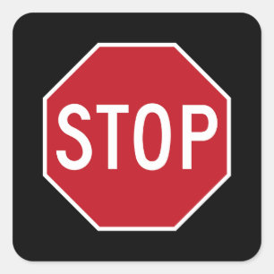 Classic Red USA Stop Sign Road Black Stickers